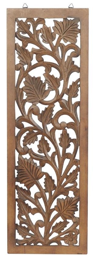 Deco Marche Brown Floral Handmade Intricately Carved Acanthus Wall Decor-0