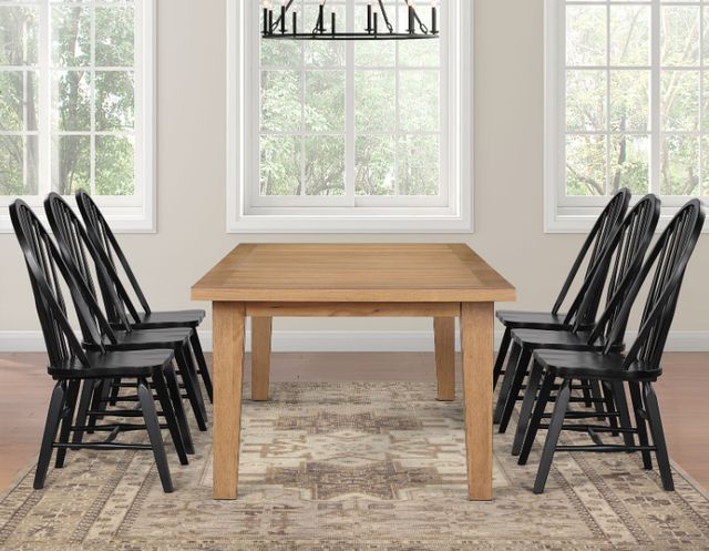 Steve Silver Co. Sommerset 7-Piece Black/Natural Oak Windsor Dining Table Set-1