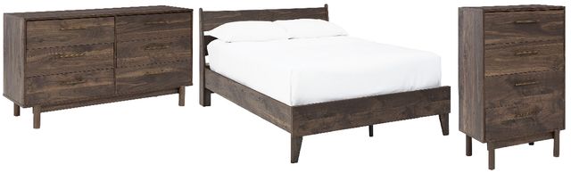 Signature Design by Ashley® Calverson 3-Piece Mocha Full Panel Platform Bed Set-0