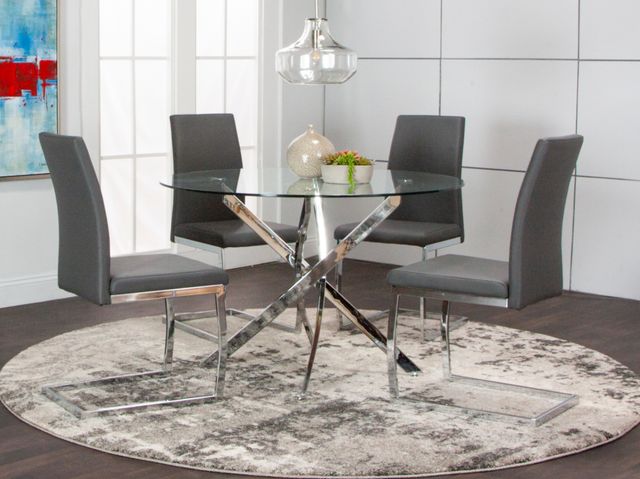 Cramco Bravo Glass Top Round Dining Table with Chrome Base-3