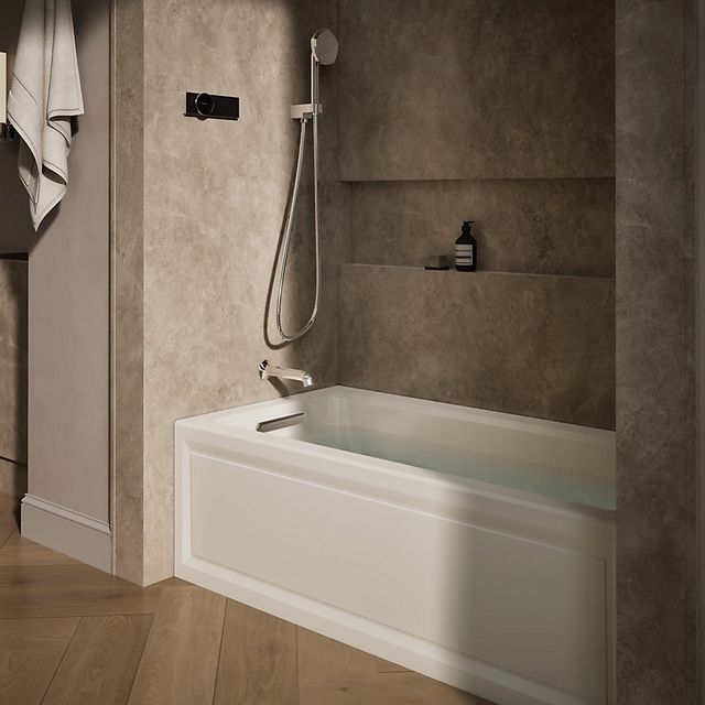KOHLER® Archer® Biscuit 60" x 30" Alcove Heated Bubble Massage™ Air Bath - Left Drain-1
