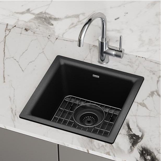 Elkay Quartz Classic® Black 15.75" Single Bowl Dual Mount Bar Sink Kit-2