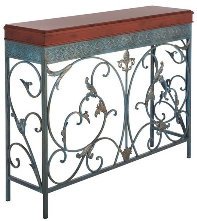 Safavieh Cynthia Brown Console Table with Brass Base-0