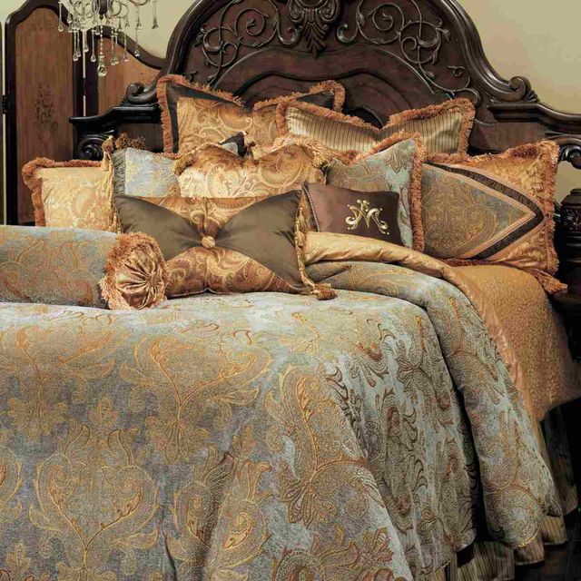 Michael Amini® Elizabeth 12-Piece Aqua Queen Comforter Set-0
