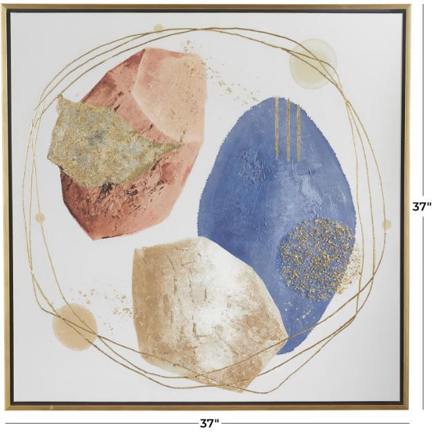 Deco Marche Blue/Gold/Orange Overlapping Circle Wall Art-3