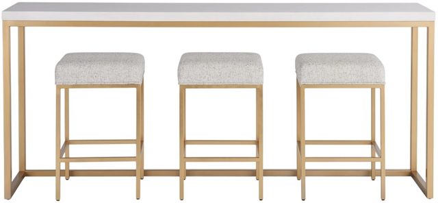 Universal Explore Home™ Love. Joy. Bliss. Miranda Kerr Home Alabaster/Soft Gold Metal Console Table with Stools-2