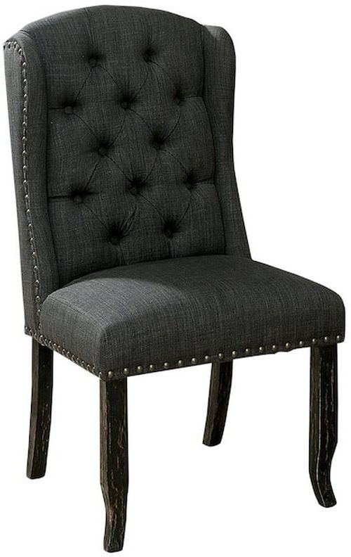 Furniture of America® Sania 2-Piece Antique Black/Gray Side Chair Set-0