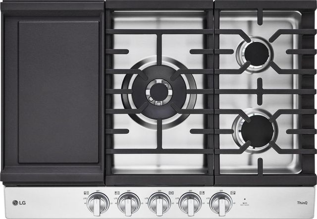 LG 30" Stainless Steel Gas Cooktop with UltraHeat™ Dual Burner and LED Knobs-3