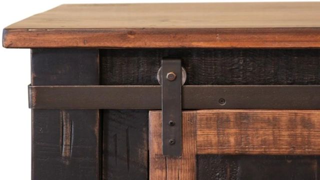 International Furniture Direct Pueblo Brown/Weathered Black 70" TV Stand-2