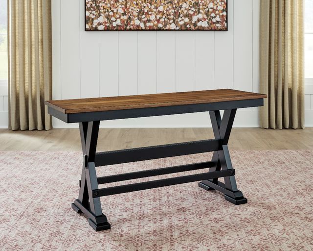 Signature Design by Ashley® Wildenauer Black/Brown Large Counter Dining Bench-2