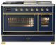 Ilve® Majestic III 48" Midnight Blue Freestanding Dual Fuel Natural Gas Range with Triple Glass Door and Brass Trim-5