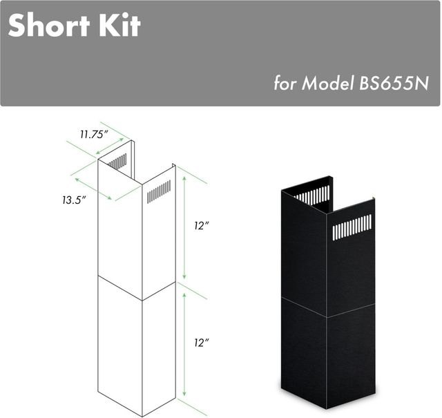 ZLINE 2 Piece 12" Black Wall Hood Extension Kit-2