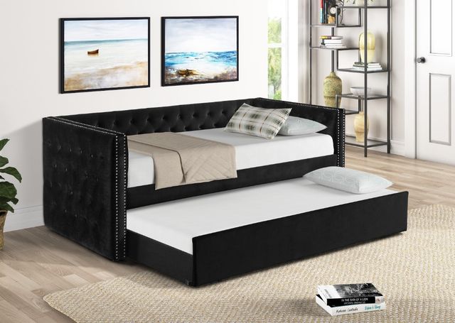 Crown Mark Trina Black Upholstered Daybed-2