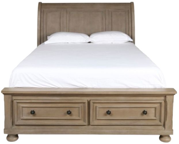 New Classic® Home Furnishings Allegra 5-Piece Pewter Queen Sleigh Storage Bedroom Set with Two Nightstands-1