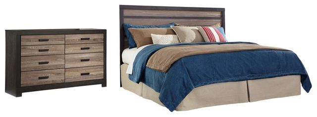 Signature Design by Ashley® Harlinton 2-Piece Warm Gray/Charcoal King Panel Headboard Bed Set-0