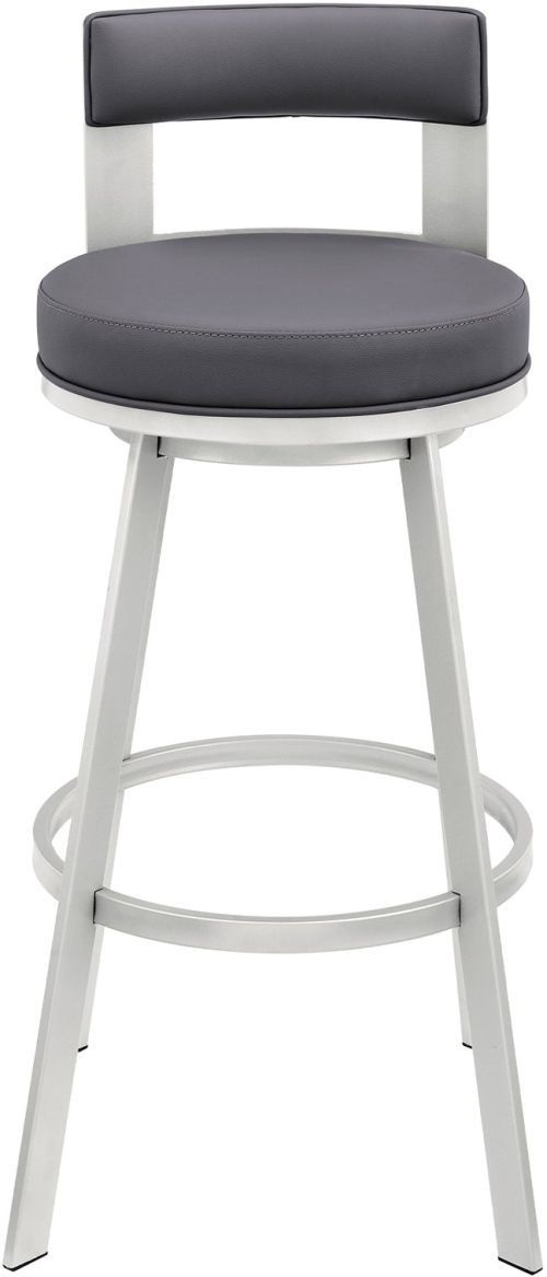 Armen Living Flynn Gray/Silver Swivel Counter Stool-3