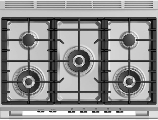 Fisher & Paykel 36" Brushed Stainless Steel with Black Glass Pro Style Natural Gas Range-3