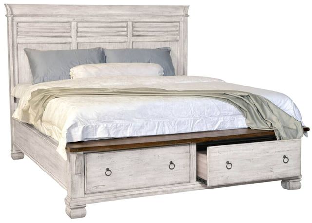 Napa Furniture Design Belmont Off-White Eastern King Panel Storage Bed-0