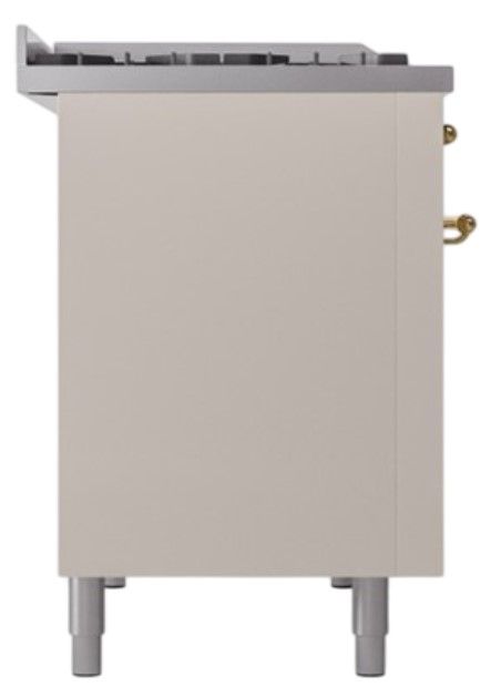Ilve® Nostalgie II Noblesse 48'' Antique White Pro Style Dual Fuel Range with Brass Trim-2