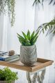 A & B Home Gray Decorative Planter with Line Patterns-4
