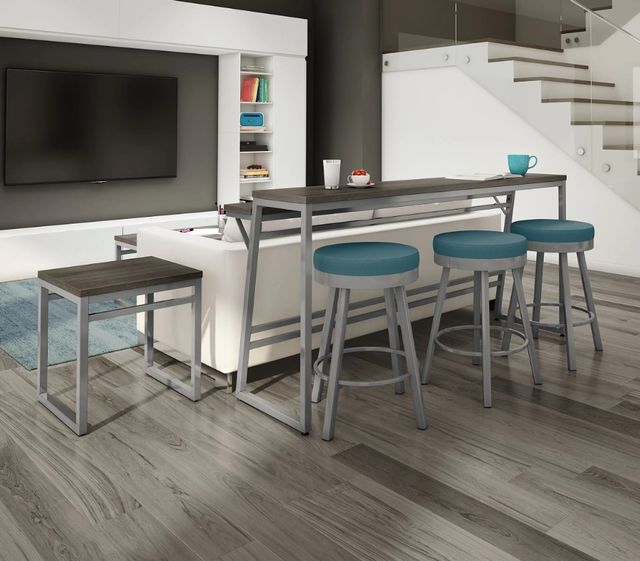 Amisco Customizable Crawford 72" Island Table Steel Trestle Base and Top-1