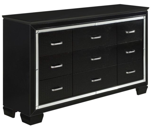 Homelegance® Allura 4-Piece Black Queen Panel Bedroom Set-3