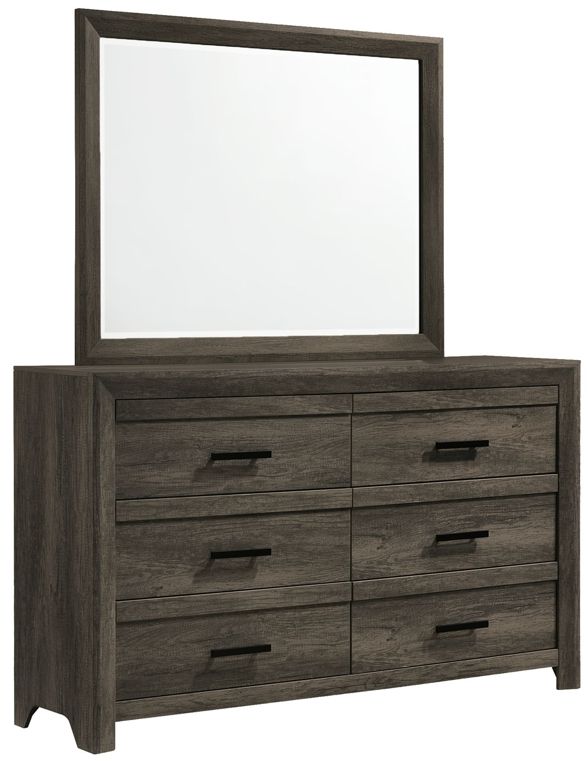 Elements International Eleanor Mocha Gray Dresser and Mirror -0