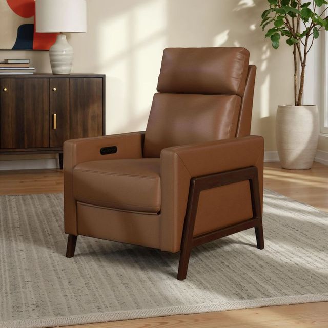 Elements International Tango Pebble Tan Power Recliner-1
