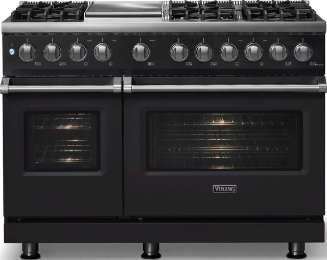 Viking® 5 Series 48" Onyx Pro Style Dual Fuel (NG) Range with Polished Chrome Trim-2