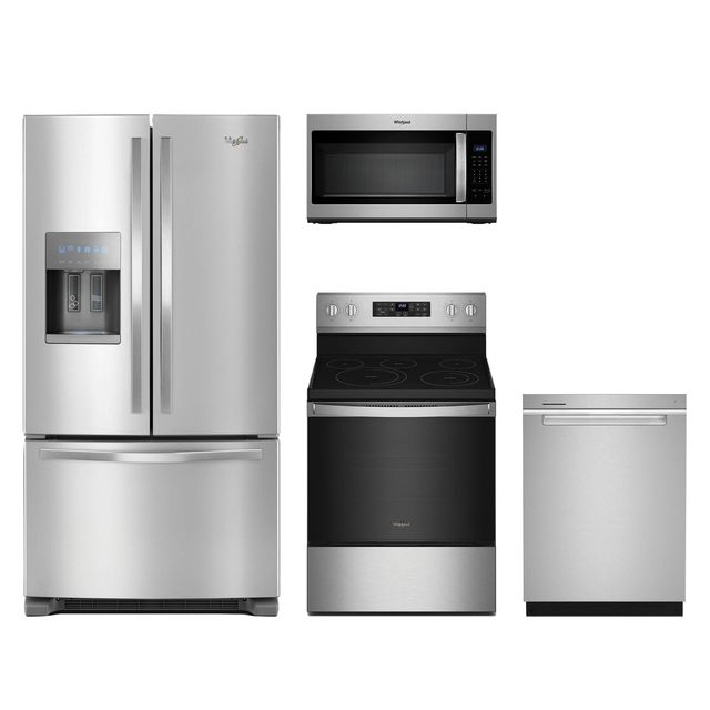 Whirlpool® 4 Piece Fingerprint Resistant Stainless Steel Kitchen Package Appliance Direct