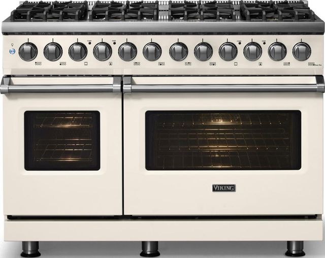 Viking® 5 Series 48" Pure White Pro Style Dual Fuel (NG) Range with Polished Chrome Trim-2