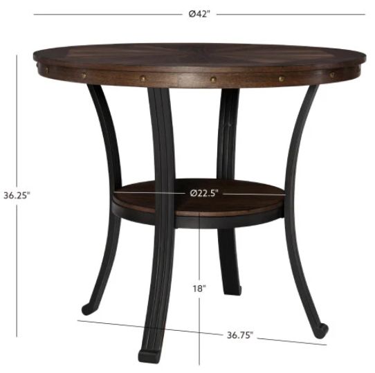Powell® Franklin Brown Counter Table with Matte Black Base-2
