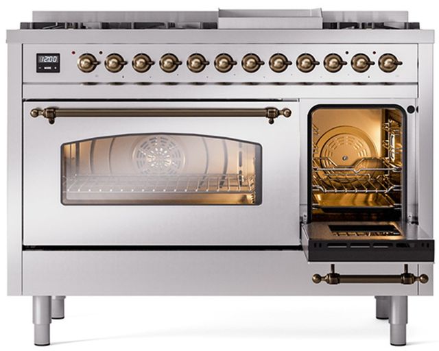 Ilve® Nostalgie II Series 48" Stainless Steel Pro Style Dual Fuel Range-3