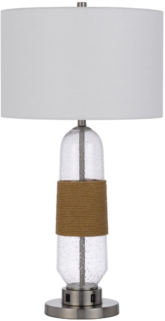 Cal® Lighting & Accessories Everett Brown/Clear/Silver Table Lamp-0