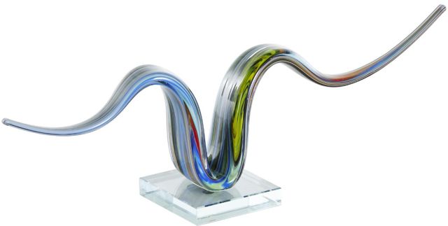 Deco Marche Multi-Colored Abstract Wave Sculpture with Clear Base-0