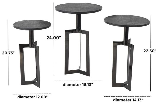 Deco Marche 3-Piece Black Tripod Shaped Accent Table Set-3