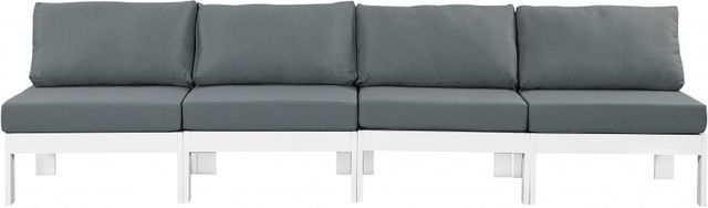 Meridian Furniture Nizuc 4-Piece Gray/White Aluminum/Fabric Outdoor Patio Armless Modular Sectional-2