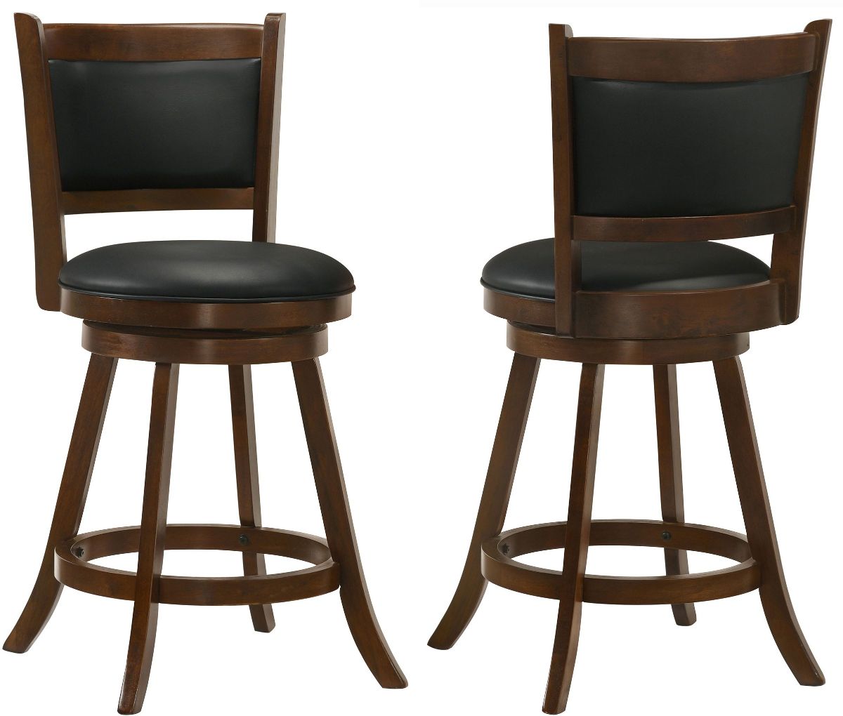 Coaster® Broxton 2-Piece Chestnut/Black Upholstered Swivel Counter Stools