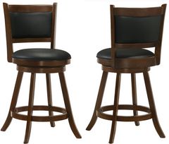 Coaster® Broxton 2-Piece Chestnut/Black Upholstered Swivel Counter Stools