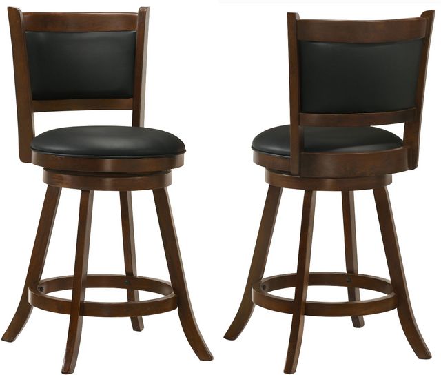 Coaster® Broxton 2-Piece Chestnut/Black Upholstered Swivel Counter Stools-0