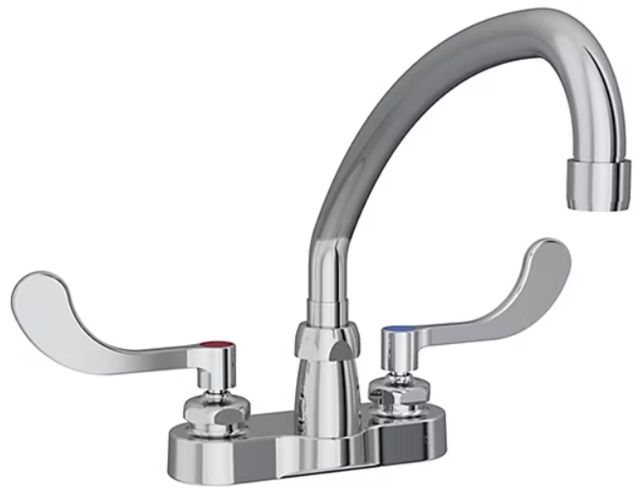 Elkay Chrome 4" Centerset Exposed Deck Faucet with 10" Arc Tube Spout and 4" Wristblade Handles-0