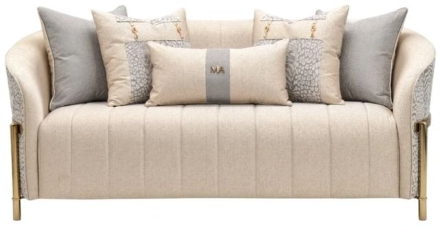 Michael Amini® Lisbon Beige/Gold/Gray Loveseat-1