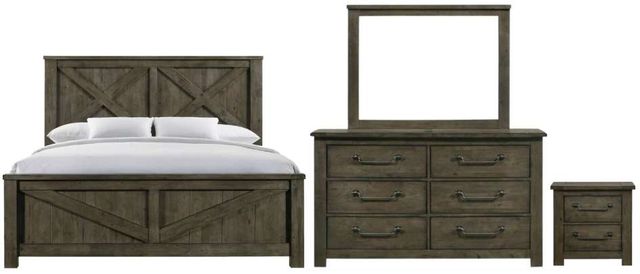 Elements International Maverick 4-Piece Antique Gray Queen Panel Bedroom Set-0