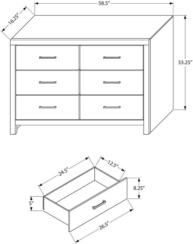 Monarch Specialties Inc. Bleached Oak Dresser-1