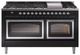 Ilve® Nostalgie II Noblesse 60'' Glossy Black Pro Style Dual Fuel Range with Chrome Trim-0