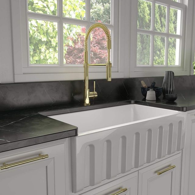 ZLINE Autograph Edition Polsiehd Gold Sierra Pull Down Spring Single Handle Kitchen Faucet-1