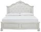 Benchcraft® Montelaine 3-Piece Antique White Queen Upholstered Bedroom Set-2