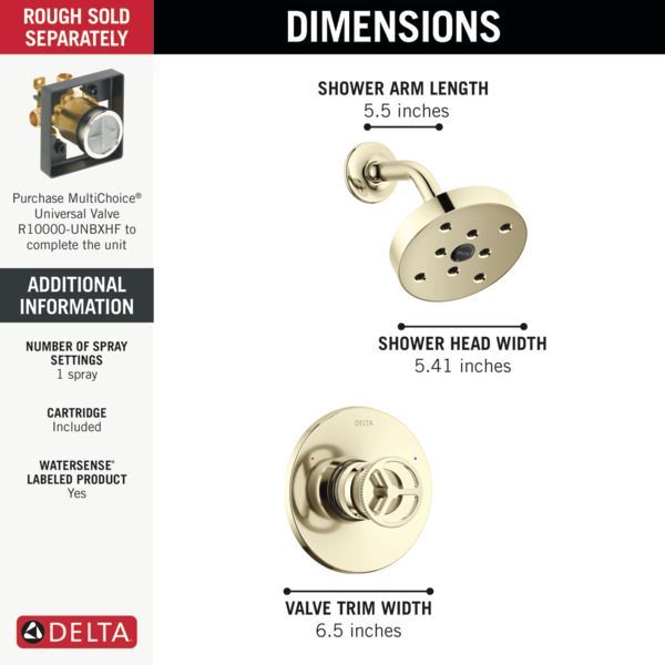 Delta Trinsic® H2Okinetic® Polished Nickel Handle Shower Trim-2