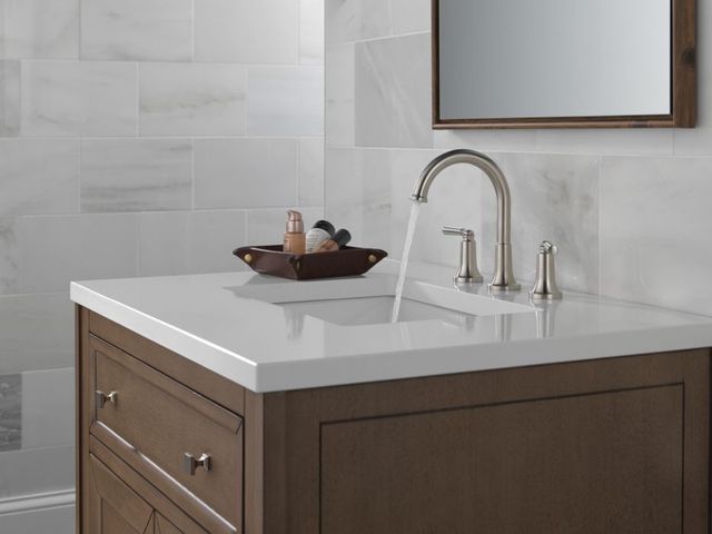 Delta Saylor® Stainless 2-Handle Widespread Bathroom Faucet-1