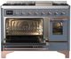 Ilve® Majestic III 48" Blue Gray Pro Style Dual Fuel Natural Gas Range with Triple Glass Door and Copper Trim-3